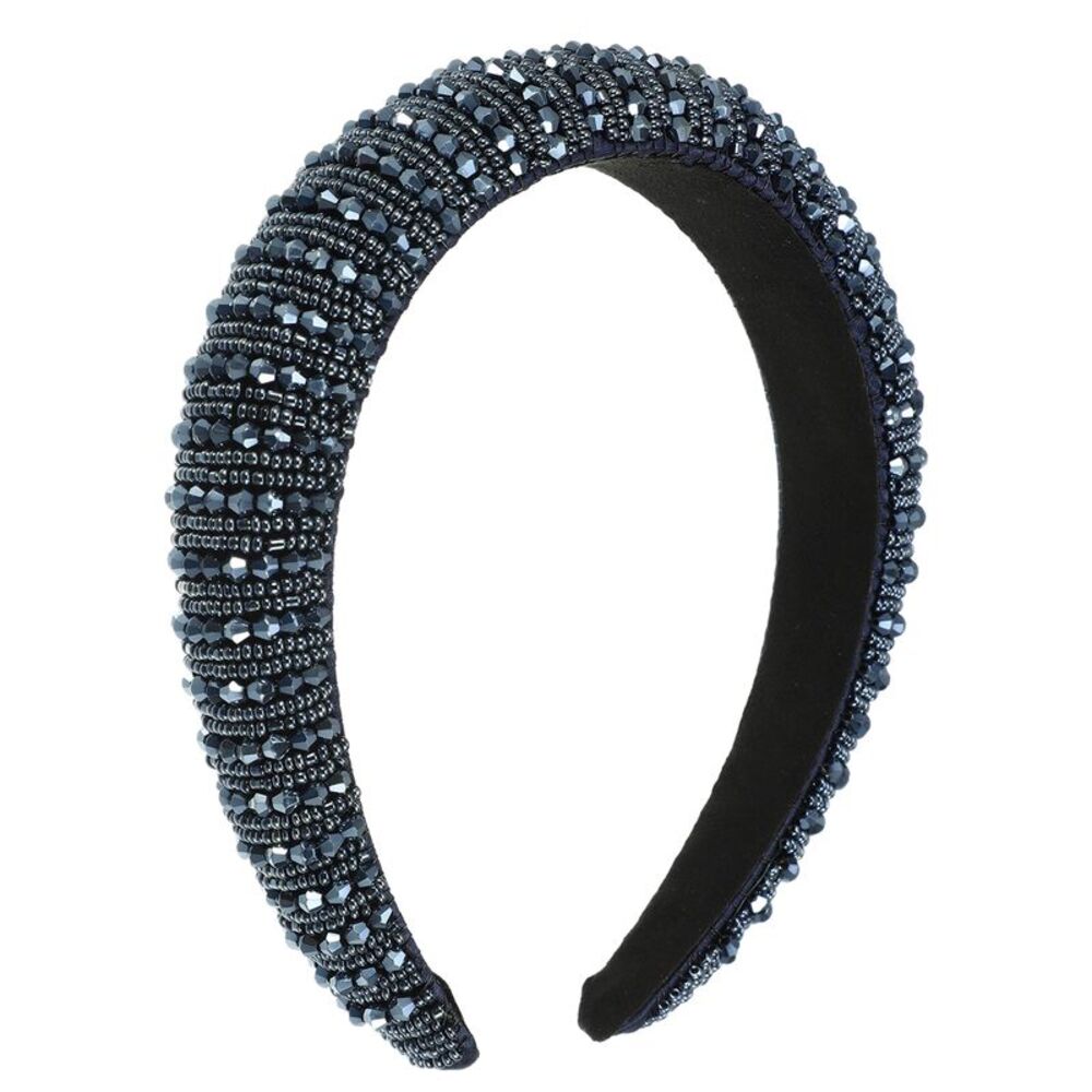 Crystal Rhinestone Headband Navy Blue 1.2 Inch Wide